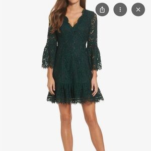 Eliza J Dark Green Lace Long Sleeve Dress